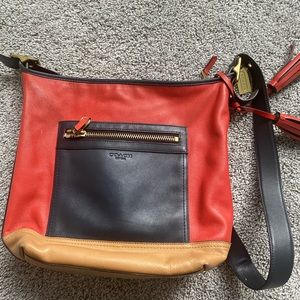 COACH Leather Duffle in colour blocking style